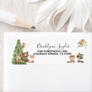Forest Woodland Animal Return-adres Etiket