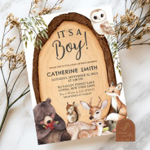 Forest Woodland Animal Wild One Baby shower Uitnod
