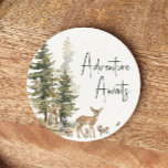 Forest Woodland Animals Avontuur wacht op u Ronde Kartonnen Onderzetter<br><div class="desc">De introductie van ons bosavontuur wacht op een rond papieren onderzetter – ideaal voor een leuk en grillig feest! Met een modern waterverf bosthema met schattige dieren zoals een vos, bruin beer, konijn en hert, is het geweldig voor een genderneutrale douche. Dit bohemien ontwerp zet een zoete en eenvoudige scène...</div>