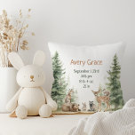 Forest Woodland Animals Baby Details Kussen<br><div class="desc">Introductie van onze bosdieren baby details kussen gooien – perfect voor een leuke en grillige viering! Met een modern waterverf bosthema met schattige dieren zoals een vos, bruin beer, konijn en hert, is het geweldig voor een genderneutrale douche. Dit bohemien ontwerp zet een zoete en eenvoudige scène met zijn natuurlijke...</div>