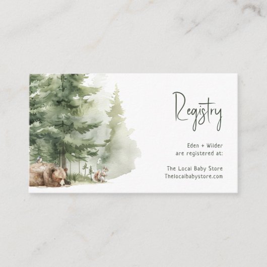 Forest Woodland Animals Baby Registry Informatiekaartje (Voorkant)