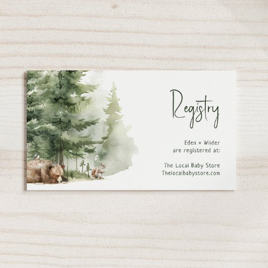 Forest Woodland Animals Baby Registry Informatiekaartje