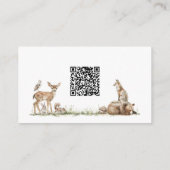 Forest Woodland Animals Baby Registry QR-code Informatiekaartje (Achterkant)