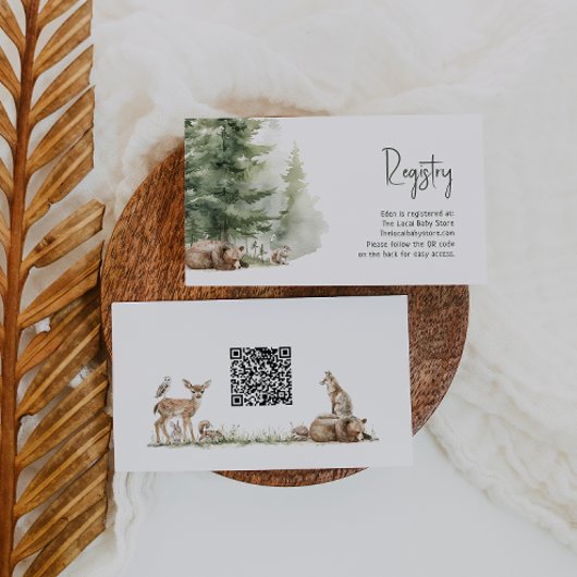 Forest Woodland Animals Baby Registry QR-code Informatiekaartje