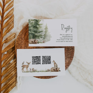 Forest Woodland Animals Baby Registry QR-codes Informatiekaartje
