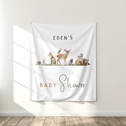 Forest Woodland Animals Baby shower Achtergrond Wandkleed