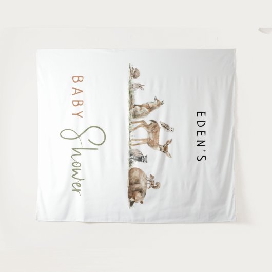 Forest Woodland Animals Baby shower Achtergrond Wandkleed (Voorkant (horizontaal))