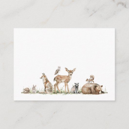 Forest Woodland Animals Baby shower boeken voor Ba Informatiekaartje (Achterkant)