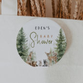 Forest Woodland Animals Baby shower Button