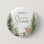 Forest Woodland Animals Baby shower Button (Voorkant)