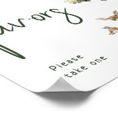 Forest Woodland Animals Baby shower Favors Sign Poster (Hoek)