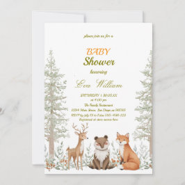 Forest Woodland Animals Baby Shower Invitation Kaart