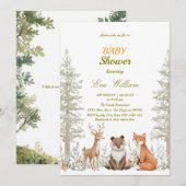 Forest Woodland Animals Baby Shower Invitation Kaart (Voorkant / Achterkant)