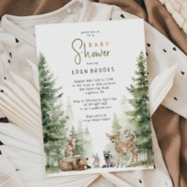 Forest Woodland Animals Baby shower Invitation Kaart