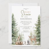 Forest Woodland Animals Baby shower Invitation Kaart (Voorkant)