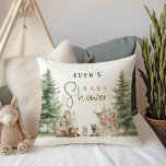 Forest Woodland Animals Baby shower Kussen<br><div class="desc">Introductie van ons baby shower kussen voor bosdieren – ideaal voor een leuk en grillig feest! Met een modern waterverf bosthema met schattige dieren zoals een vos, bruin beer, konijn en hert, is het geweldig voor een genderneutrale douche. Dit bohemien ontwerp zet een zoete en eenvoudige scène met zijn natuurlijke...</div>