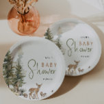 Forest Woodland Animals Baby shower Papieren Bordje<br><div class="desc">Introductie van onze bosdieren baby shower papieren borden, ideaal voor een leuke en grillige viering! Met een waterverf bos verhaal thema met schattige wezens zoals een vos, konijntje, en herten, het is geweldig voor een genderneutrale douche. Dit bohemien-geïnspireerde ontwerp zet een zoete en eenvoudige scène met zijn natuurlijke landschap van...</div>