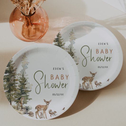 Forest Woodland Animals Baby shower Papieren Bordje