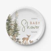 Forest Woodland Animals Baby shower Papieren Bordje (Voorkant)