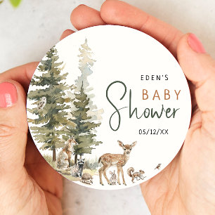 Forest Woodland Animals Baby shower Ronde Kartonnen Onderzetter