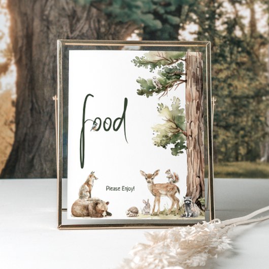Forest Woodland Animals Baby shower Voedselbord Poster