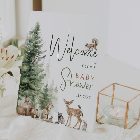 Forest Woodland Animals Baby shower Welkom Reclamebord Met Voetstuk