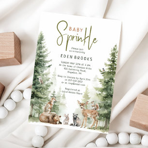 Forest Woodland Animals Baby Sprinkle Invitation Kaart