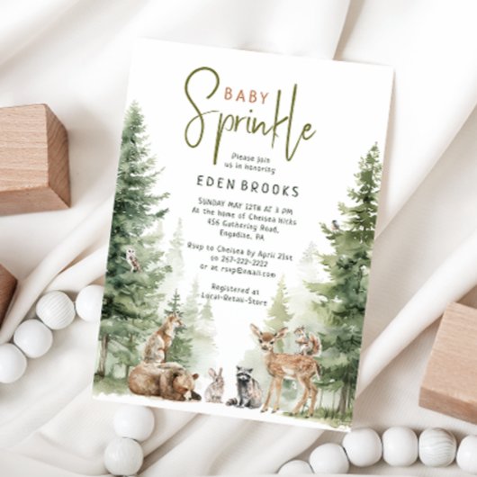 Forest Woodland Animals Baby Sprinkle Invitation Kaart