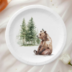 Forest Woodland Animals Beer en Vogel Baby shower Papieren Bordje