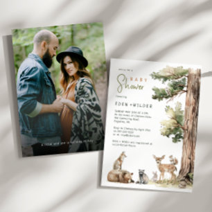 Forest Woodland Animals Couples Foto Baby shower Kaart