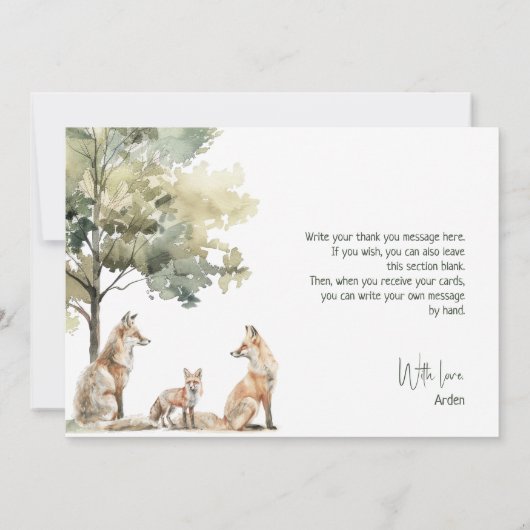 Forest Woodland Animals: een horizontaal verjaarda Bedankkaart (Achterkant)