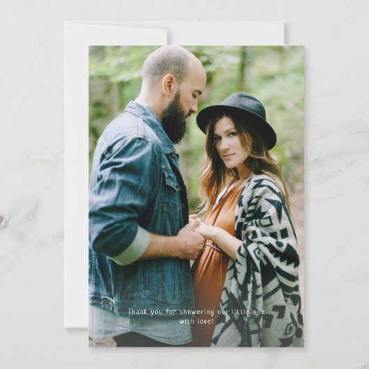 Forest Woodland Animals Flat Foto Baby shower Bedankkaart (Achterkant)