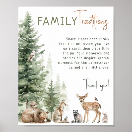 Forest Woodland Animals Gezinstradities Poster (Voorkant)