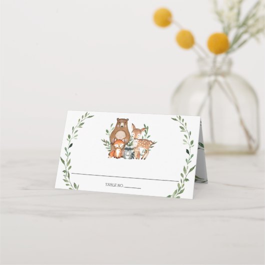 Forest Woodland Animals GreenGenery Baby shower Te Plaatskaartje (Voorkant)