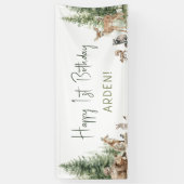 Forest Woodland Animals Happy Birthday Welkom Spandoek (Verticaal)