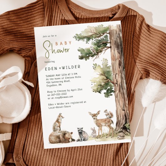 Forest Woodland Animals Koppels Baby shower Kaart
