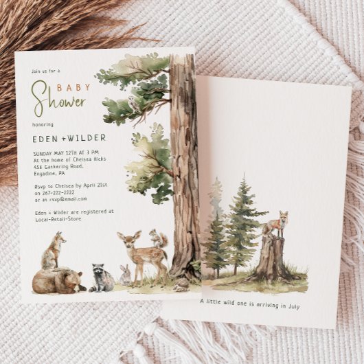 Forest Woodland Animals Koppels Baby shower Kaart