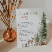 Forest Woodland Animals Late Night Luiers Reclamebord Met Voetstuk