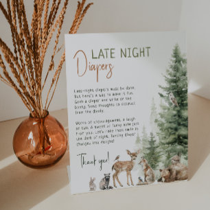 Forest Woodland Animals Late Night Luiers Reclamebord Met Voetstuk