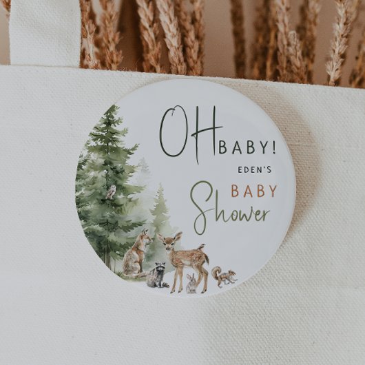 Forest Woodland Animals Oh Baby Ronde Button 5,7 Cm