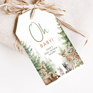 Forest Woodland Animals Oh Baby shower Dank je wel Cadeaulabel