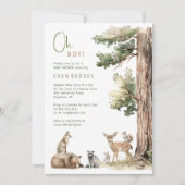 Forest Woodland Animals Oh Boy! Baby Shower Kaart (Voorkant)