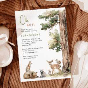 Forest Woodland Animals Oh Boy! Baby Shower Kaart