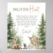 Forest Woodland Animals Pacifier Hunt Sign Poster (Voorkant)