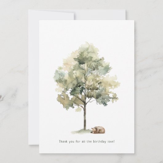 Forest Woodland Animals Platte Verticale Verjaarda Bedankkaart (Achterkant)