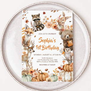 Forest Woodland Animals Pumpkin verjaardagsfeestje Kaart