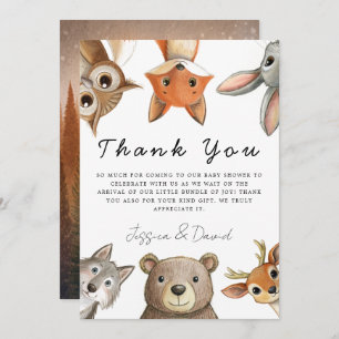 Forest Woodland Animals Travel Baby shower Bedankkaart