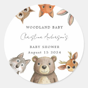 Forest Woodland Animals Travel Baby shower Ronde Sticker