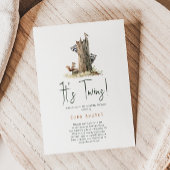 Forest Woodland Animals Twins Baby shower Kaart