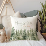 Forest Woodland Animals voor mama en papa oost Kussen<br><div class="desc">Introductie van onze bosdieren Mommy & Daddy est throw kussen - perfect voor een schattig en grillig feest! Het heeft een modern waterverf bosthema en is geweldig voor een genderneutrale douche. Dit bohemien ontwerp zet een zoete en eenvoudige scène met zijn natuurlijke landschap van groene bomen. Ideaal voor het verwelkomen...</div>